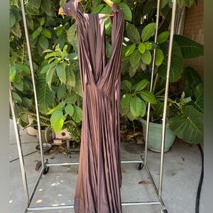 Two Birds Elegant Brown Evening Gown
